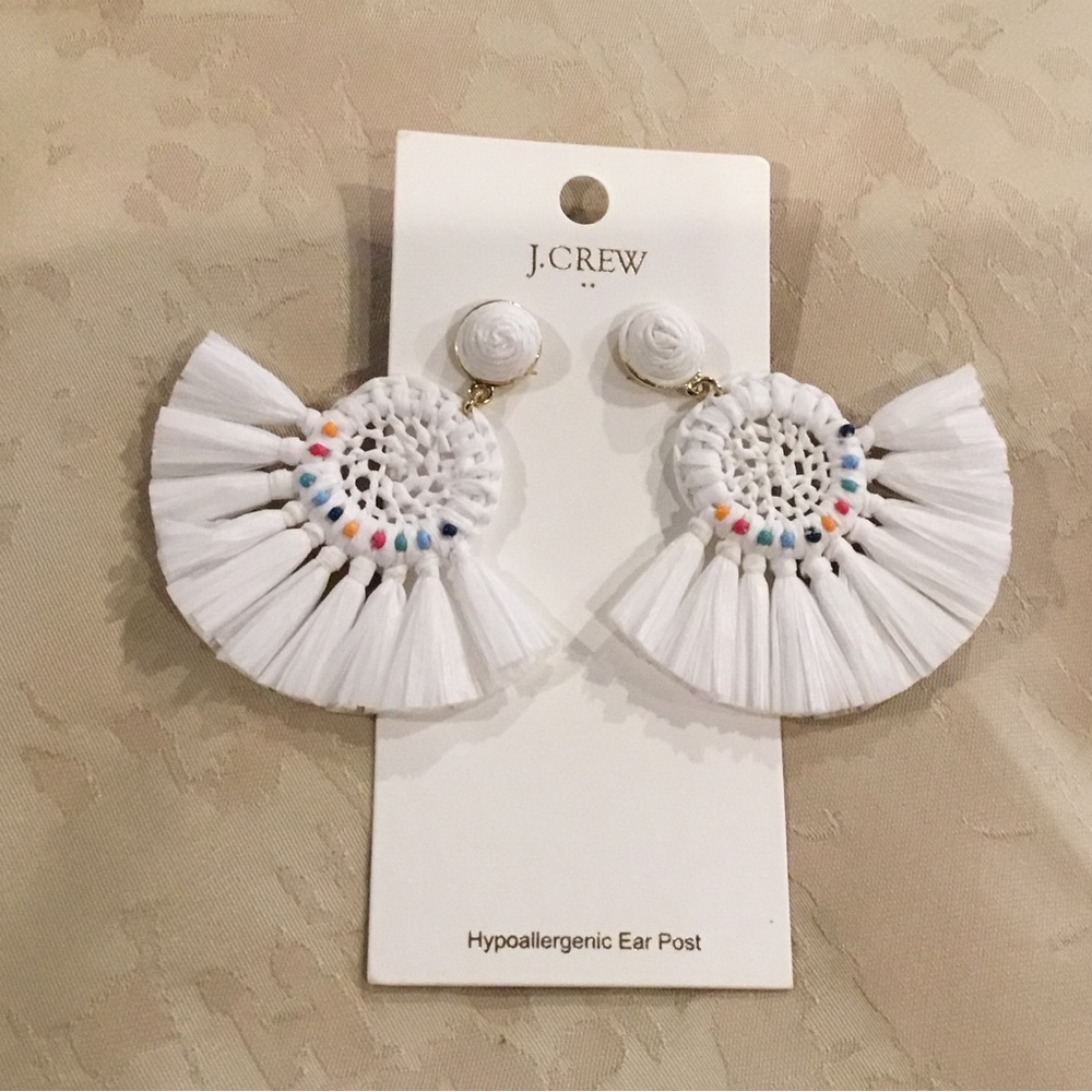 Drastic Price Drop J Crew Statement Raffia Fan Post Earrings